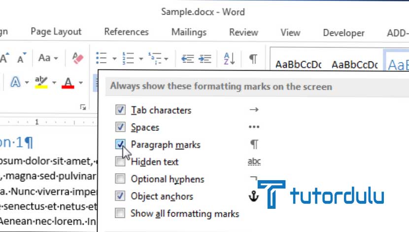 Cara Menampilkan Karakter Tidak Tercetak (Non-Printing Characters) Dokumen Microsoft Word