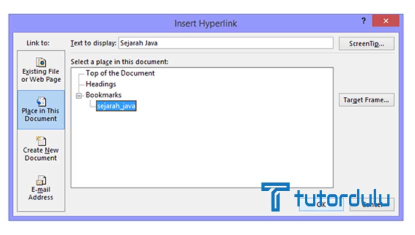 Cara Membuat Hyperlink Microsoft Word Ke bagian tertentu di dokumen yang sama